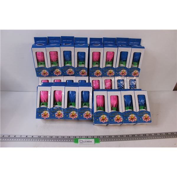 (24) Lot of 6 x 4 Boxes of Happy Birthday Flower Candles - NIB