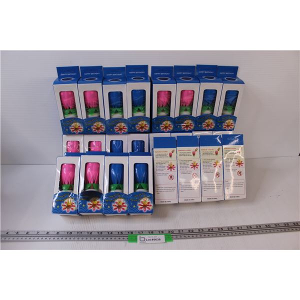 (24) Lot of 6 x 4 Boxes of Happy Birthday Flower Candles - NIB