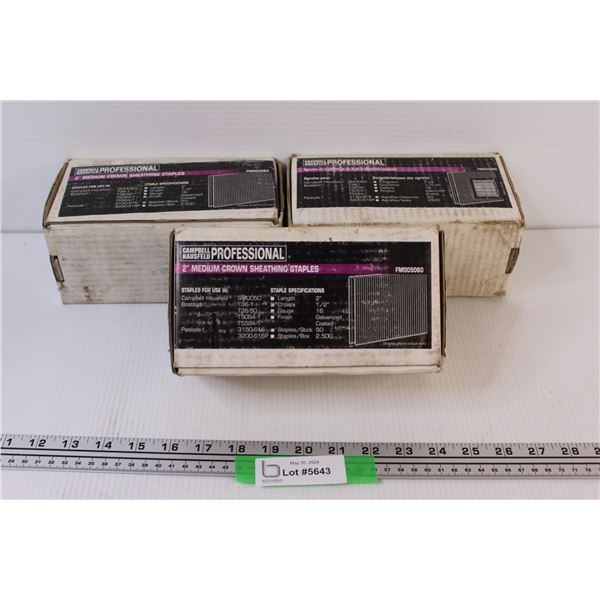 (3) Boxes Campbell Hausfeld Professional 2" Medium Crown Sheathing Staples