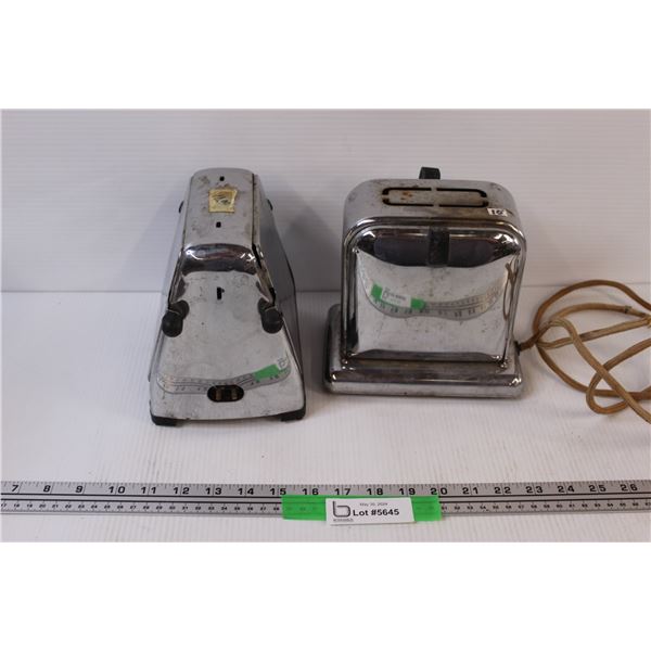 (2) Vintage Chrome Flip-Side Electric Toasters - Untested