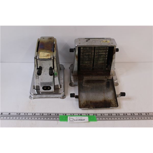 (2) Vintage Chrome Flip-Side Electric Toasters - Untested