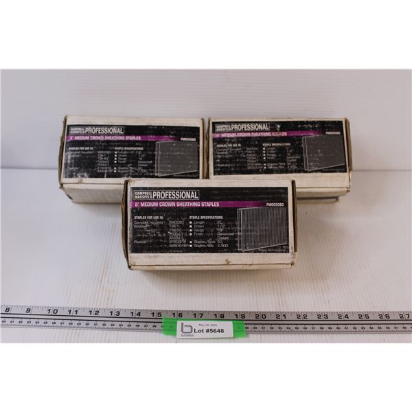 (3) Boxes Campbell Hausfeld Professional 2" Medium Crown Sheathing Staples