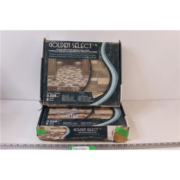 (2) Boxes Golden Select Glass and Stone Mosaic Wall Tiles
