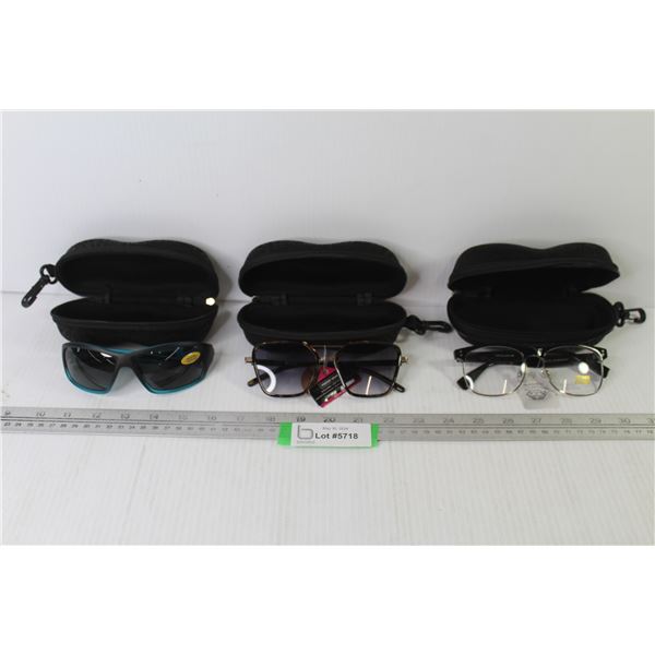 (3) Pairs of Sunglasses in Cases - Pugs UV 400 - Foster Grant - Pugs Solar Ray UV 400