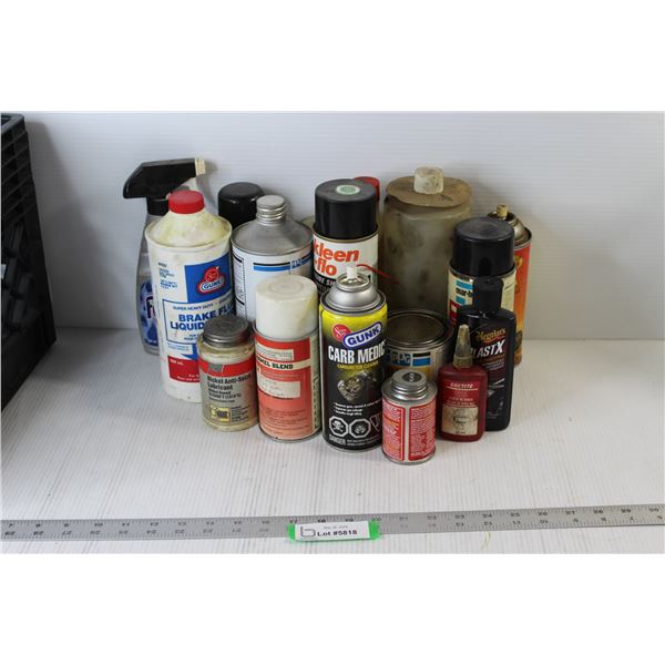 Assorted Automotive Items - Brake Liquid, Carburetor Cleaner, Misc.