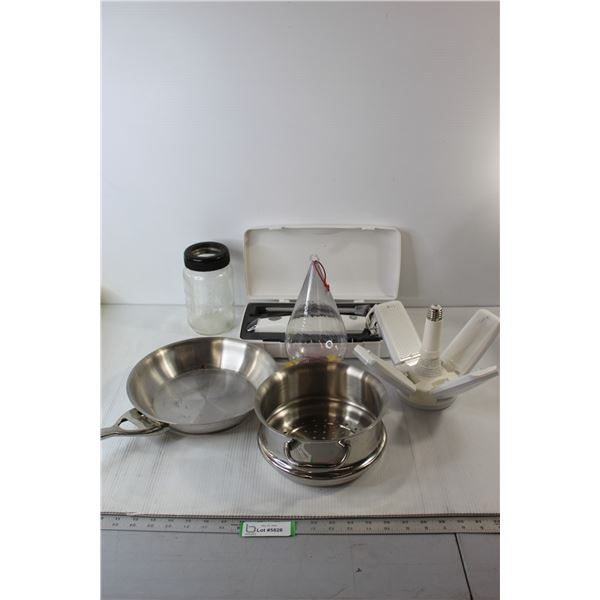 Electric Knife, Hummingbird Feeder, Frying Pan, Misc.