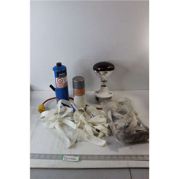 Heat Lamp, Propane, Spray Paint, Nylon Straps