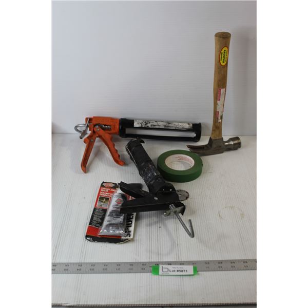 (2) Caulking Guns, Hammer, Painters Tape, Exhaust Sealer