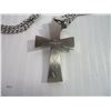 Image 3 : Stainless Steel Cross Pendant w/Cubic Zirconia(engraved) with Chain-24"