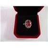 Image 2 : Sterling Silver Royal Ruby and Cubic Zirconia Ring-Size 7