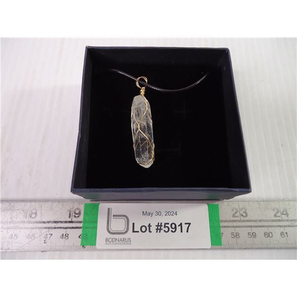 Wire Wrapped Quartz Pendant with Cord