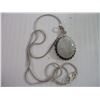 Image 1 : Sterling Silver Oval Moonstone Pendant with Chain-20"