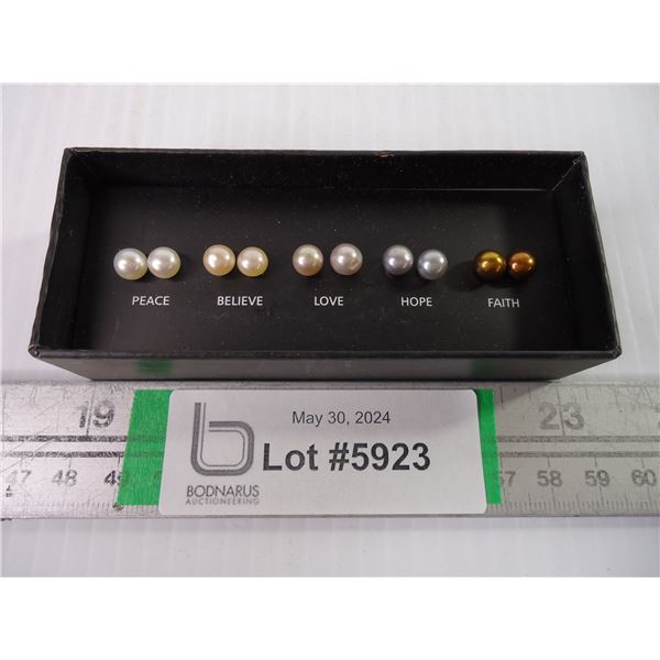 Set of Fauz Pearl Stud Earrings