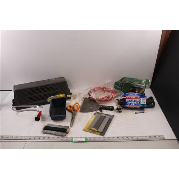 Various Shop Items - Flexible Lighted Magnet, Speaker In Box, Contour Gauges, Scissors, Bolt Bin, Bi