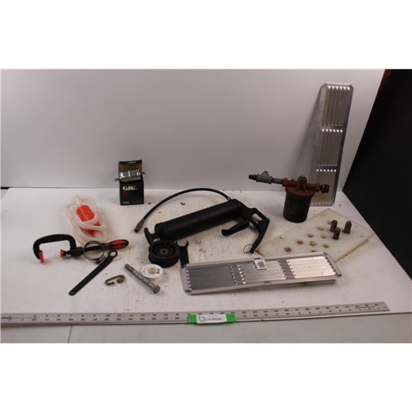 Various Shop Items - Grease Gun, Fuel Filters, Louvered Vents etc.