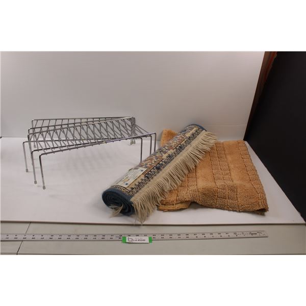 (3) Metal Wire Shelves/Racks, Bath Mat And Area Rug - Bodnarus ...