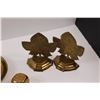 Image 2 : Vintage Brass Decor. - Candle Holders, Bookends, Divided Dish, Die
