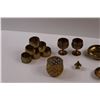 Image 2 : Various Brass/Copper Decor. - Napkin Rings, Goblets, Dish, Candle Holders, Spoons, Knick Knacks