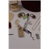 Image 4 : Costume Jewelry (Necklaces, Brooches, Bracelets, Earrings), Round Synthetic Leather Covered Storage 