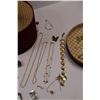 Image 5 : Costume Jewelry (Necklaces, Brooches, Bracelets, Earrings), Round Synthetic Leather Covered Storage 