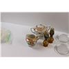 Image 2 : Glass Picture Frame, (2) Mini- Oil Lamps, Cream/Sugar Dishes (Sugar Dish Rim Chipped), Candle Rests,