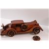 Image 4 : (2) Wooden 1920's Cars - Wheel Broke Off of Each & Headlight on Multi-color