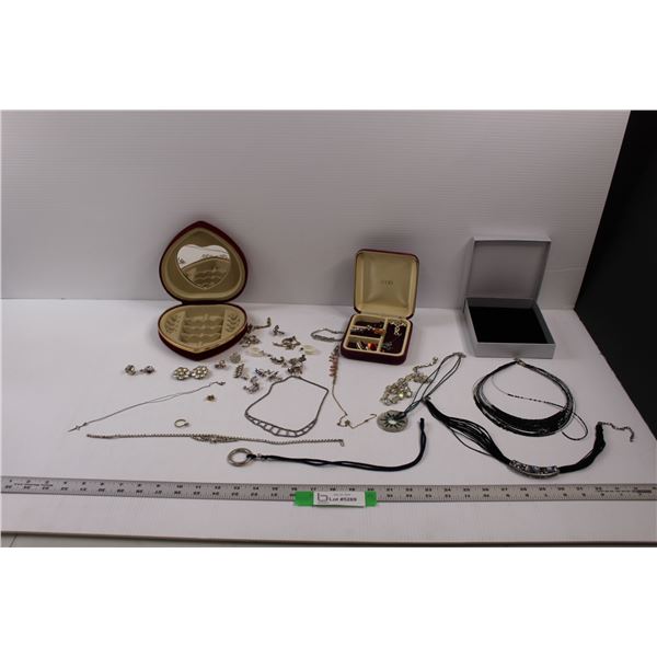 Various Jewelry w/(3) Boxes - Necklaces, Earrings, Bracelets etc.& Marked 10K Gold Ring