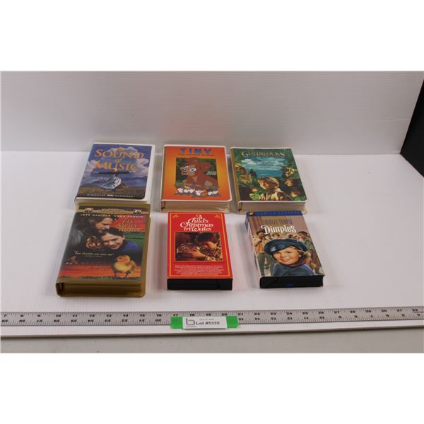 (6) VHS Movies - "Fly Away Home", "Tiny", "Goldilocks", "Dimples", "The Sound of Music" etc.