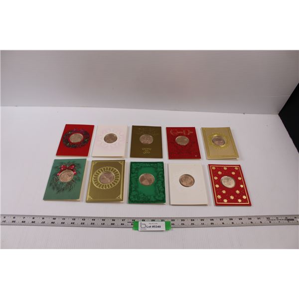(10) Franklin Mint Bronze Coin Christmas Holiday Cards - Various Years
