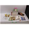 Image 1 : Box Of Various Un-Used Greeting Cards / Envelopes & (5 pcs) Glassware