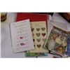 Image 3 : Box Of Various Un-Used Greeting Cards / Envelopes & (5 pcs) Glassware