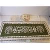 Image 1 : Vintage Tapestry Table Runner, Doilies, and Oval Jewelry Box