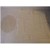 Image 3 : Vintage Tapestry Table Runner, Doilies, and Oval Jewelry Box