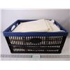 Image 1 : Plastic Tote Containing Sheets, Blankets, Scarves and more