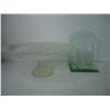 Image 2 : Small Pedestal Glass Tray,(5) Clear Cup Plates, Coasters and other Barware