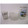 Image 3 : Small Pedestal Glass Tray,(5) Clear Cup Plates, Coasters and other Barware