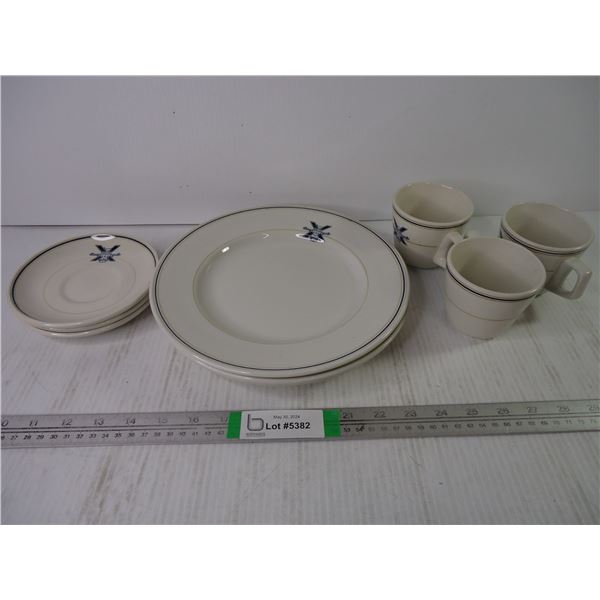 Vintage Dinnerware from St. Andrews College in Saskatoon-(3) Cups/Saucers and (3) Plates