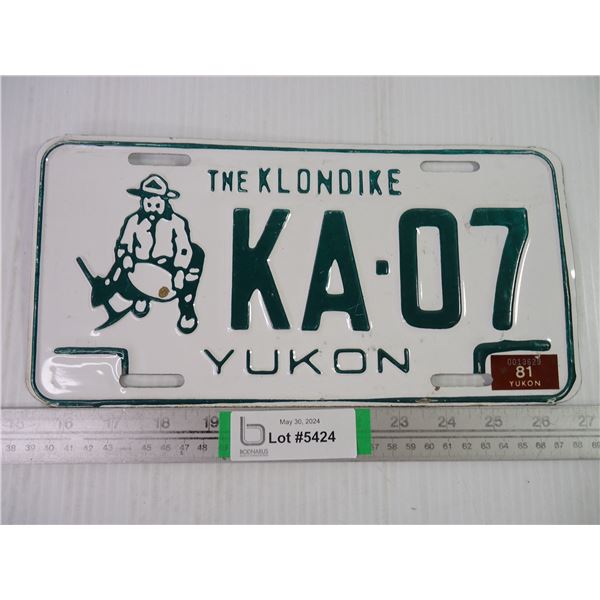 The Klondike-Yukon License Plate-last registered 1981