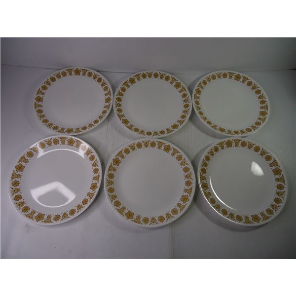 Corelle Butterfly Gold (6) Dinner Plates and (5) Saucers