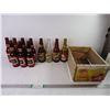 Image 1 : (7) Vintage Black Label Beer Bottles,(3) Bohemian,(1) Pilsner with Wooden Orange Box