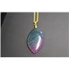 Image 2 : Gold Tone Translucent Green/Pink Pendant with Chain-18:"
