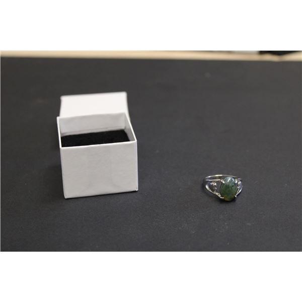 Silver with Stone Ring-Size 10