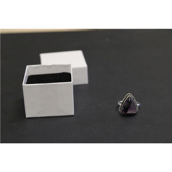Sterling Silver Cubic Zirconium Amethyst Ring-Size 8