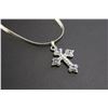 Image 2 : Blue Aurora Cross Pendant on Silver necklace-18"