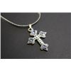 Image 3 : Blue Aurora Cross Pendant on Silver necklace-18"