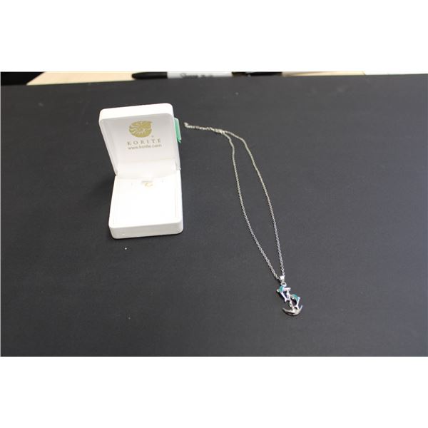 Sterling Silver Chain with Pendant Dolphins and Anchor