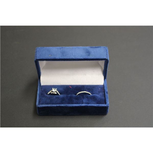 Silver Set of (2) Zircon Rings-Size 9