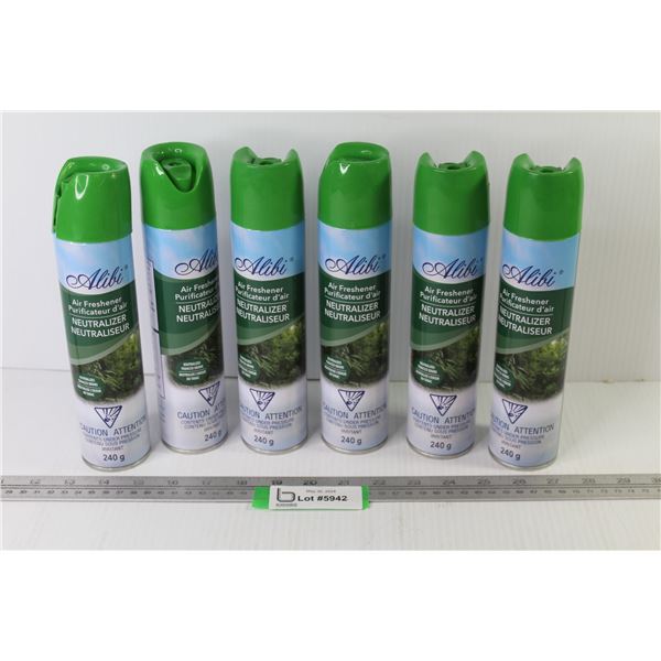 (6) Alibi Air Fresheners (new- two caps cracked)