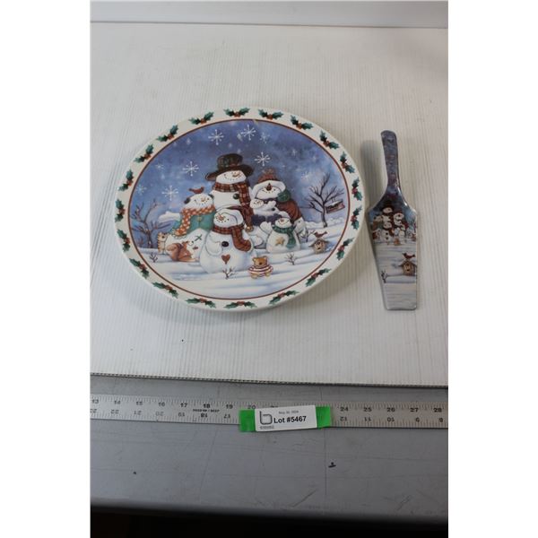 Snoman Plate & Pie Serving Utensil