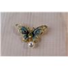 Image 2 : Enamel Butterfly Brooch with Pearl